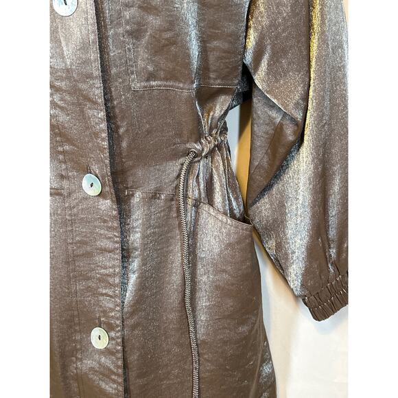 PIZAZZ Gold Brown Metallic Jacket S Y2K 90’s Romantic Goth Couture Streetwear - Picture 3 of 16